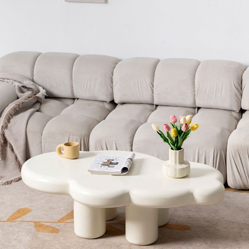 Table basse en bois blanc, 4 pieds, Table de Cocktail pour le salon