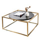 Couchtisch mit Metallgestell, runder Cocktailtisch aus massivem Holz in Schwarz