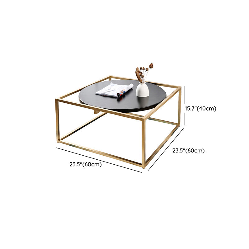 Couchtisch mit Metallgestell, runder Cocktailtisch aus massivem Holz in Schwarz