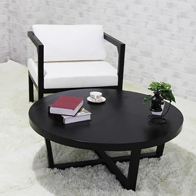 Solid Wood and Metal Coffee Table Home Round Coffee Desk in Black Clearhalo 'Coffee & Accent Tables' 'Coffee Tables' 'coffee_tables' 'furn' 'furn_coffee_tables' 'Furniture' 'Living Room Furniture' 6762718