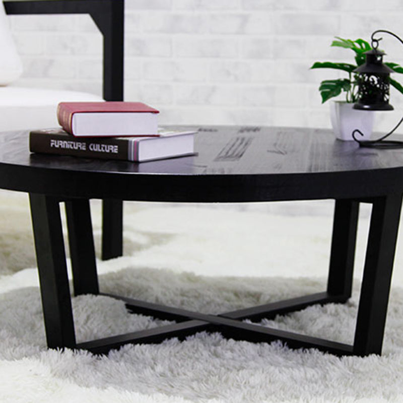 Solid Wood and Metal Coffee Table Home Round Coffee Desk in Black Clearhalo 'Coffee & Accent Tables' 'Coffee Tables' 'coffee_tables' 'furn' 'furn_coffee_tables' 'Furniture' 'Living Room Furniture' 6762725