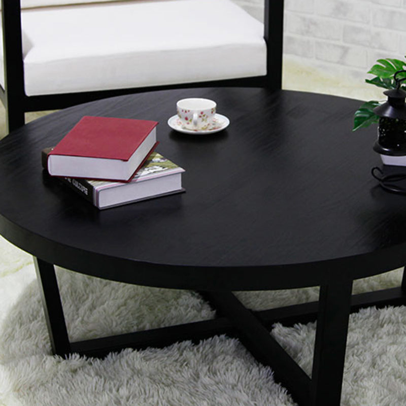 Solid Wood and Metal Coffee Table Home Round Coffee Desk in Black Clearhalo 'Coffee & Accent Tables' 'Coffee Tables' 'coffee_tables' 'furn' 'furn_coffee_tables' 'Furniture' 'Living Room Furniture' 6762726