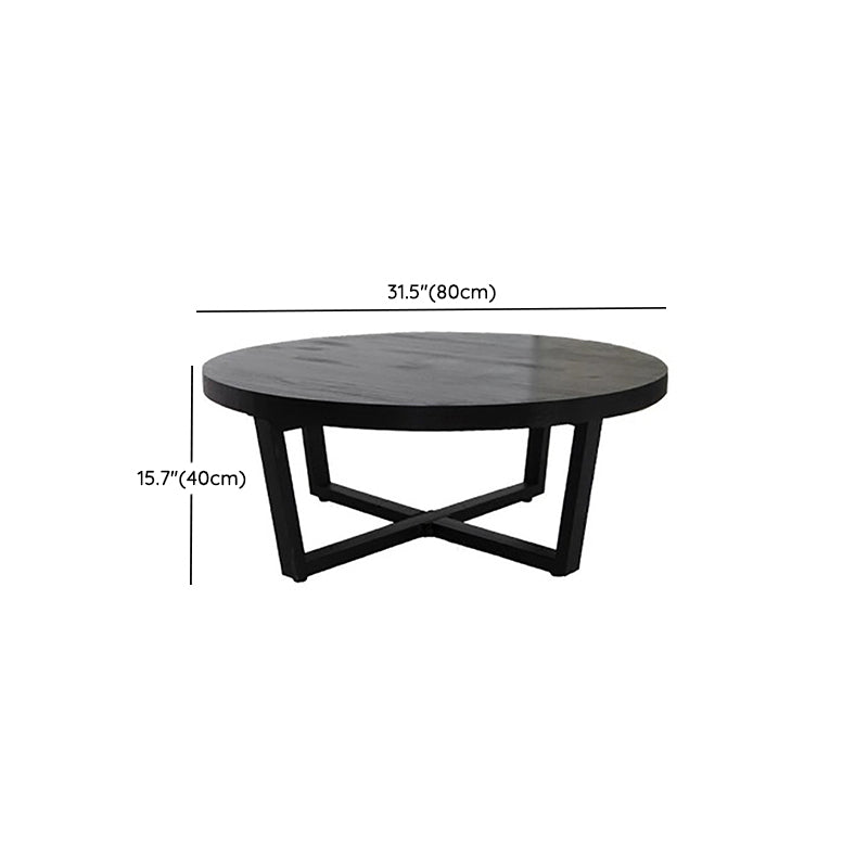 Solid Wood and Metal Coffee Table Home Round Coffee Desk in Black Clearhalo 'Coffee & Accent Tables' 'Coffee Tables' 'coffee_tables' 'furn' 'furn_coffee_tables' 'Furniture' 'Living Room Furniture' 6762728