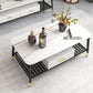 4 Legs Coffee Table Slate Top Coffee Cocktail Table with Shelf
