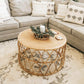 Scandinavian Round Cocktail Table with Wicker Base Natural/Black Clearhalo 'Coffee & Accent Tables' 'Coffee Tables' 'coffee_tables' 'furn' 'furn_coffee_tables' 'Furniture' 'Living Room Furniture' 6762748