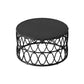 Scandinavian Round Cocktail Table with Wicker Base Natural/Black 33"L x 33"W x 16"H Black Clearhalo 'Coffee & Accent Tables' 'Coffee Tables' 'coffee_tables' 'furn' 'furn_coffee_tables' 'Furniture' 'Living Room Furniture' 6762752