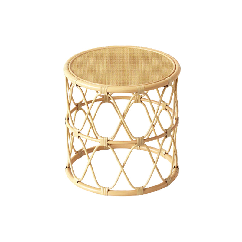 Scandinavian Round Cocktail Table with Wicker Base Natural/Black 19.7"L x 19.7"W x 19.7"H Natural Clearhalo 'Coffee & Accent Tables' 'Coffee Tables' 'coffee_tables' 'furn' 'furn_coffee_tables' 'Furniture' 'Living Room Furniture' 6762754