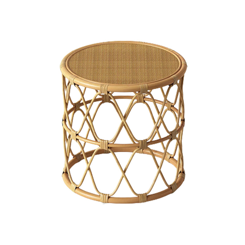 Scandinavian Round Cocktail Table with Wicker Base Natural/Black 19.7"L x 19.7"W x 19.7"H Cherry Wood Clearhalo 'Coffee & Accent Tables' 'Coffee Tables' 'coffee_tables' 'furn' 'furn_coffee_tables' 'Furniture' 'Living Room Furniture' 6762756