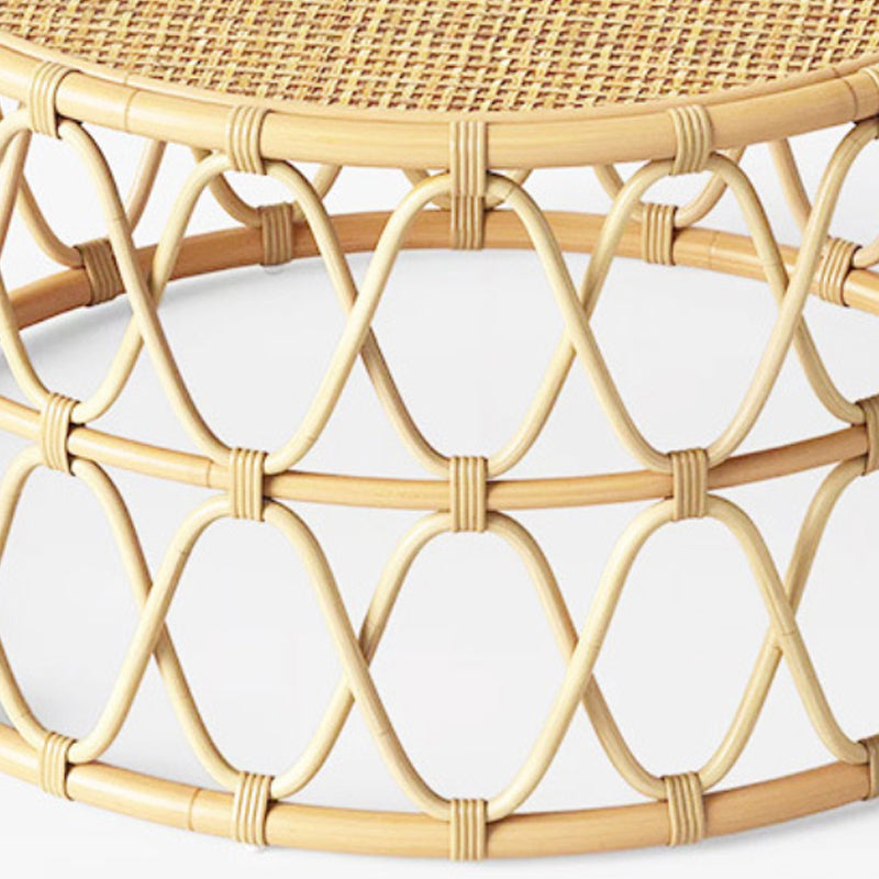 Scandinavian Round Cocktail Table with Wicker Base Natural/Black Clearhalo 'Coffee & Accent Tables' 'Coffee Tables' 'coffee_tables' 'furn' 'furn_coffee_tables' 'Furniture' 'Living Room Furniture' 6762759