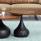 Modern Round Wooden Coffee Table Iron Pedestal Cocktail Table