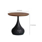 Modern Round Wooden Coffee Table Iron Pedestal Cocktail Table