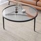 Contemporary Round Glass to Table with 3 Iron Legs Coffee Cocktail Table Clearhalo 'Coffee & Accent Tables' 'Coffee Tables' 'coffee_tables' 'furn' 'furn_coffee_tables' 'Furniture' 'Living Room Furniture' 6762797