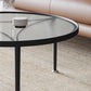Contemporary Round Glass to Table with 3 Iron Legs Coffee Cocktail Table Clearhalo 'Coffee & Accent Tables' 'Coffee Tables' 'coffee_tables' 'furn' 'furn_coffee_tables' 'Furniture' 'Living Room Furniture' 6762799