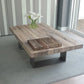 Scandinavian Solid Wood Coffee Table with Distressed Top and Sled Base