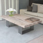 Scandinavian Solid Wood Coffee Table with Distressed Top and Sled Base