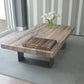 Scandinavian Solid Wood Coffee Table with Distressed Top and Sled Base