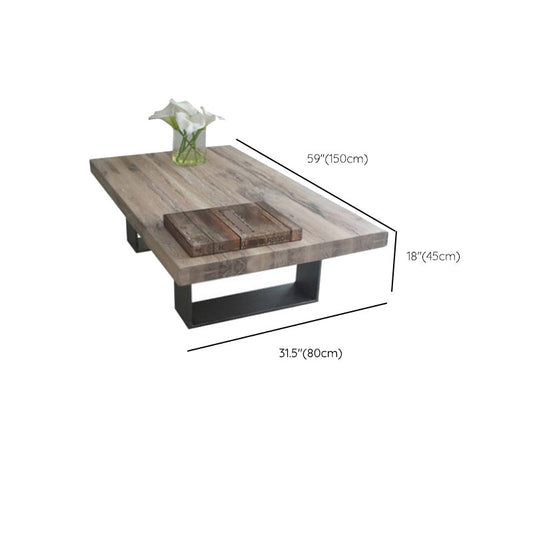Scandinavian Solid Wood Coffee Table with Distressed Top and Sled Base