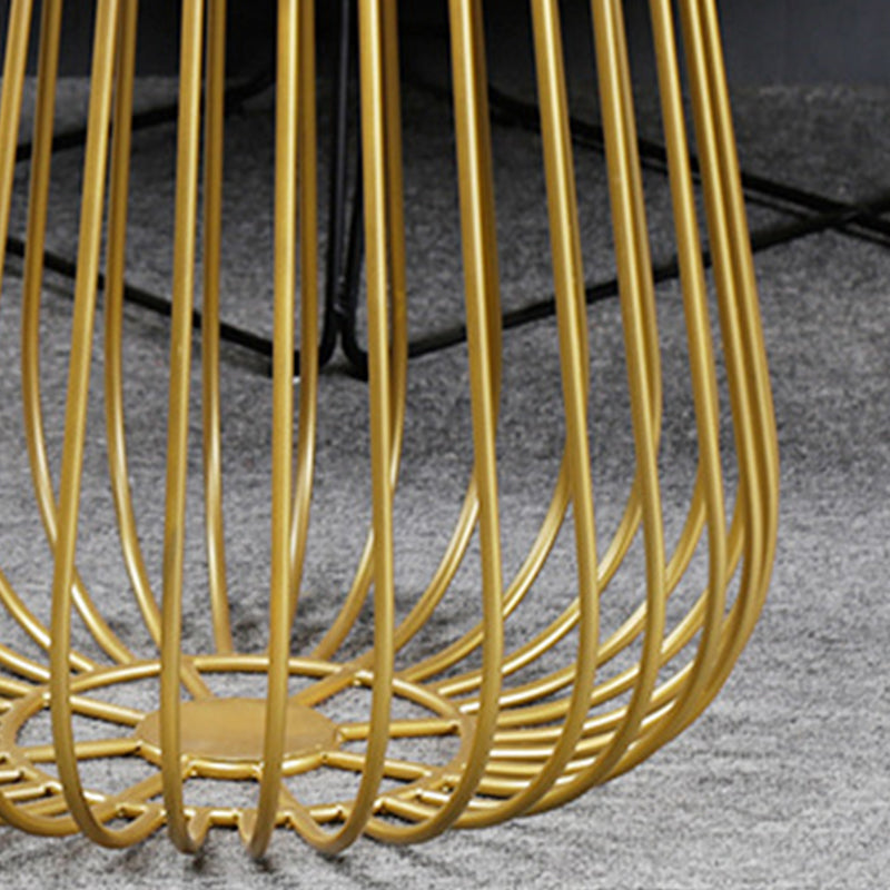 Mid-Century Modern Coffee Table with Iron Top Round Cocktail Table