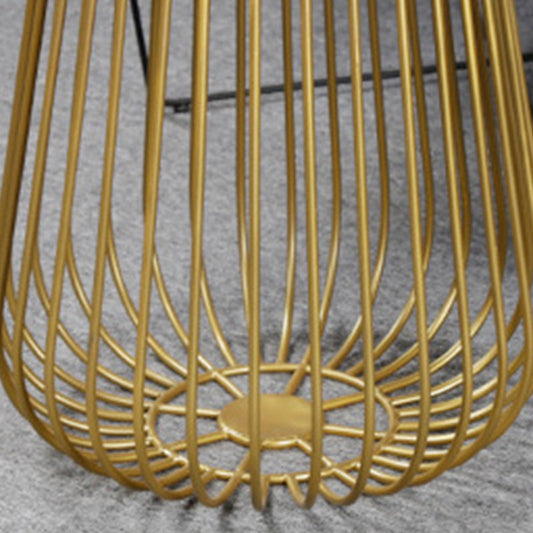 Mid-Century Modern Coffee Table with Iron Top Round Cocktail Table