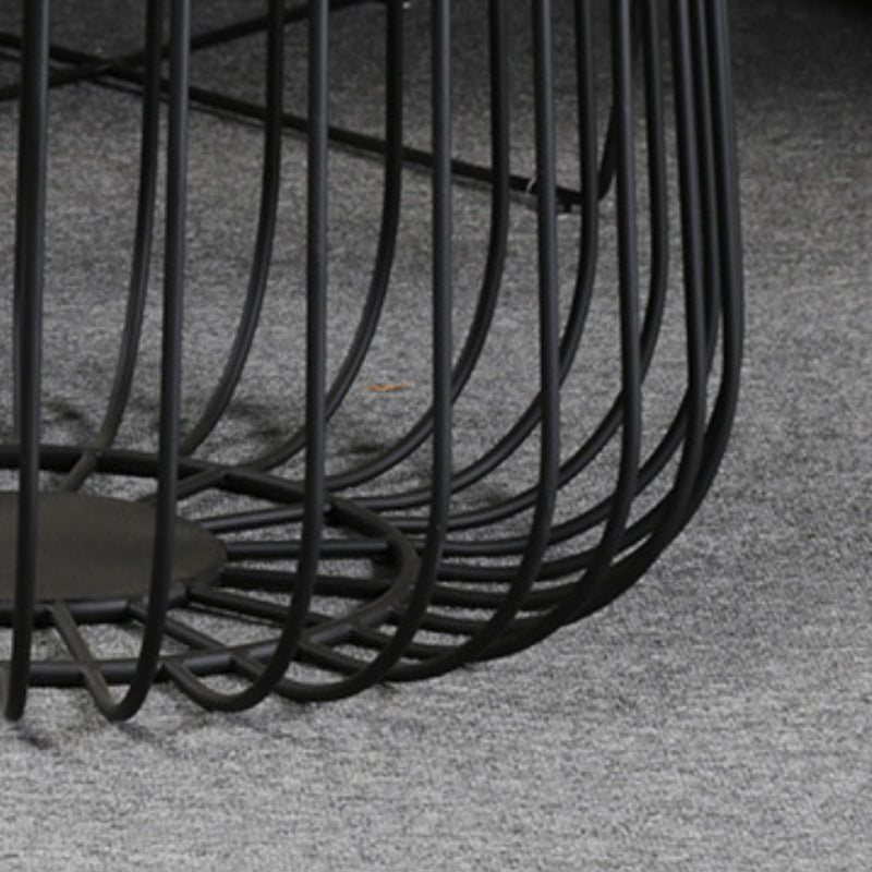 Mid-Century Modern Coffee Table with Iron Top Round Cocktail Table