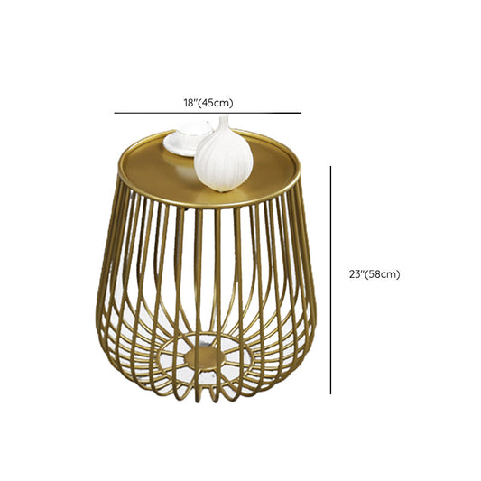 Mid-Century Modern Coffee Table with Iron Top Round Cocktail Table