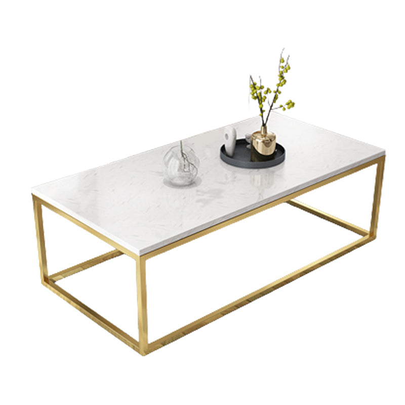 Glam Style Rectangle Coffee Table with Metal Frame Base and Marble Top Gold Clearhalo 'Coffee & Accent Tables' 'Coffee Tables' 'coffee_tables' 'furn' 'furn_coffee_tables' 'Furniture' 'Living Room Furniture' 6762878