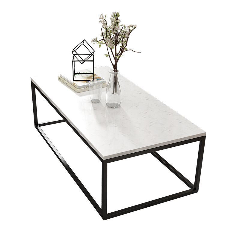Glam Style Rectangle Coffee Table with Metal Frame Base and Marble Top Clearhalo 'Coffee & Accent Tables' 'Coffee Tables' 'coffee_tables' 'furn' 'furn_coffee_tables' 'Furniture' 'Living Room Furniture' 6762881