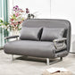 Scandinavian Foldable Futon Sleeper Sofa Round Arms Convertible Sofas 59"L x 27.5"W x 31.5"H Grey Tech Cloth Clearhalo 'furn' 'furn_futons' 'Furniture' 'Futons & Daybeds' 'Futons' 'Living Room Furniture' 6763578