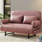 Scandinavian Foldable Futon Sleeper Sofa Round Arms Convertible Sofas 35"L x 28"W x 31"H Pink Tech Cloth Clearhalo 'furn' 'furn_futons' 'Furniture' 'Futons & Daybeds' 'Futons' 'Living Room Furniture' 6763588