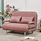 Scandinavian Foldable Futon Sleeper Sofa Round Arms Convertible Sofas 51"L x 27.5"W x 31.5"H Pink Tech Cloth Clearhalo 'furn' 'furn_futons' 'Furniture' 'Futons & Daybeds' 'Futons' 'Living Room Furniture' 6763595