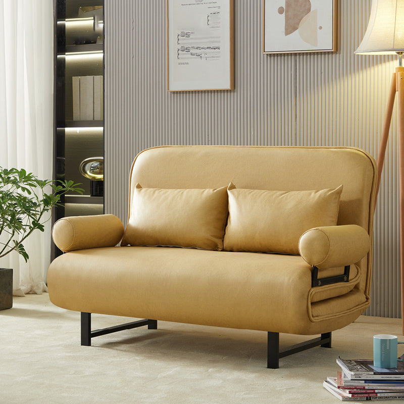 Scandinavian Foldable Futon Sleeper Sofa Round Arms Convertible Sofas Clearhalo 'furn' 'furn_futons' 'Furniture' 'Futons & Daybeds' 'Futons' 'Living Room Furniture' 6763600