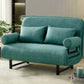 Scandinavian Foldable Futon Sleeper Sofa Round Arms Convertible Sofas 51"L x 27.5"W x 31.5"H Green Tech Cloth Clearhalo 'furn' 'furn_futons' 'Furniture' 'Futons & Daybeds' 'Futons' 'Living Room Furniture' 6763606