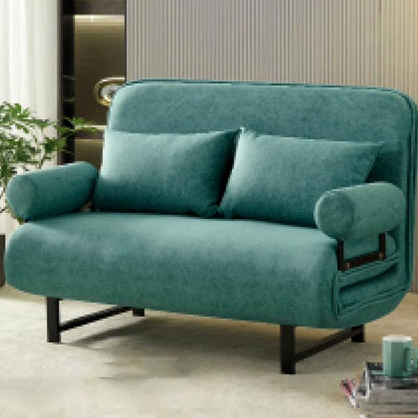 Scandinavian Foldable Futon Sleeper Sofa Round Arms Convertible Sofas 51"L x 27.5"W x 31.5"H Green Tech Cloth Clearhalo 'furn' 'furn_futons' 'Furniture' 'Futons & Daybeds' 'Futons' 'Living Room Furniture' 6763606