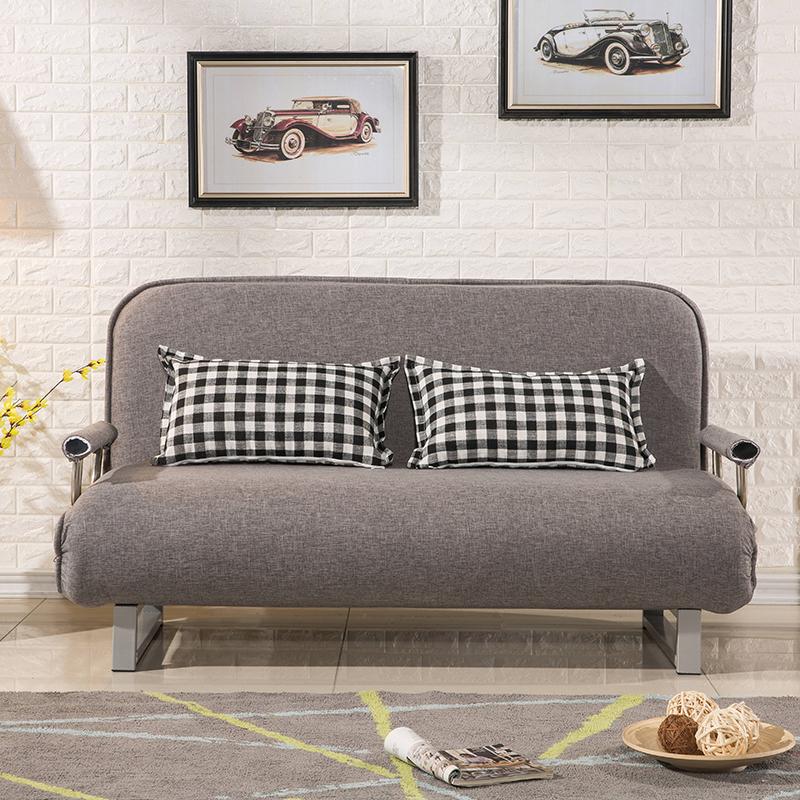 Scandinavian Foldable Futon Sleeper Sofa Round Arms Convertible Sofas 31.5"L x 27.5"W x 31.5"H Grey Cotton and Linen Clearhalo 'furn' 'furn_futons' 'Furniture' 'Futons & Daybeds' 'Futons' 'Living Room Furniture' 6763607