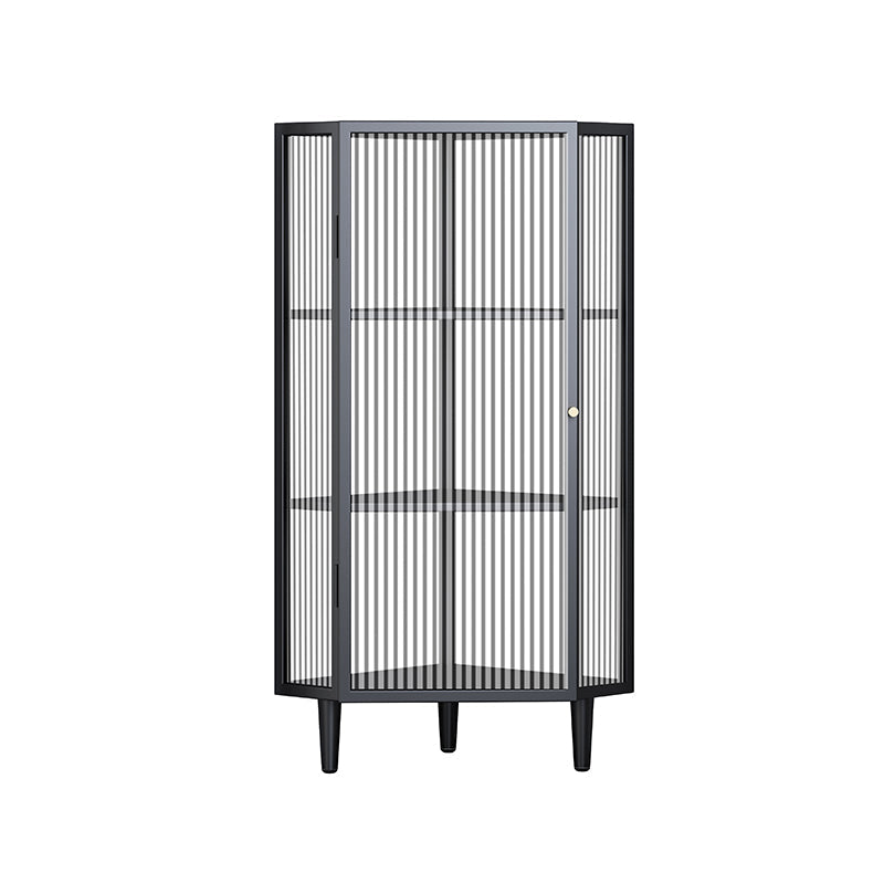 Modern China Cabinet Metal Corner Unit Storage Cabinet for Dining Room 16"L x 16"W x 41"H Black Clearhalo 'Display & China Cabinets' 'display_china_cabinets' 'furn' 'furn_display_china_cabinets' 'Furniture' 'Kitchen & Dining Furniture' 6764141