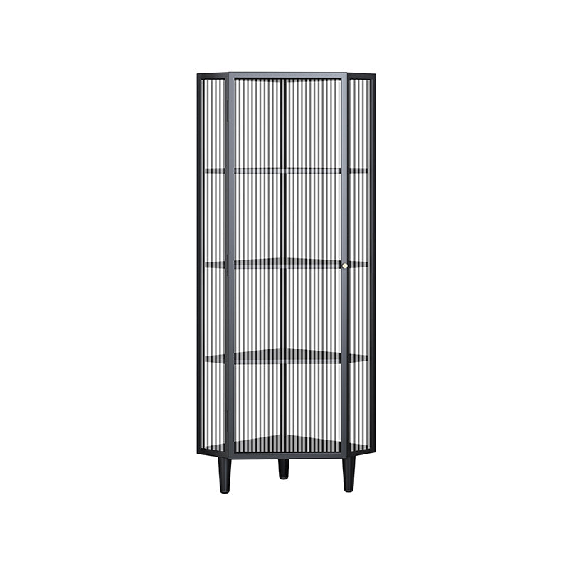 Modern China Cabinet Metal Corner Unit Storage Cabinet for Dining Room 16"L x 16"W x 53"H Black Clearhalo 'Display & China Cabinets' 'display_china_cabinets' 'furn' 'furn_display_china_cabinets' 'Furniture' 'Kitchen & Dining Furniture' 6764144