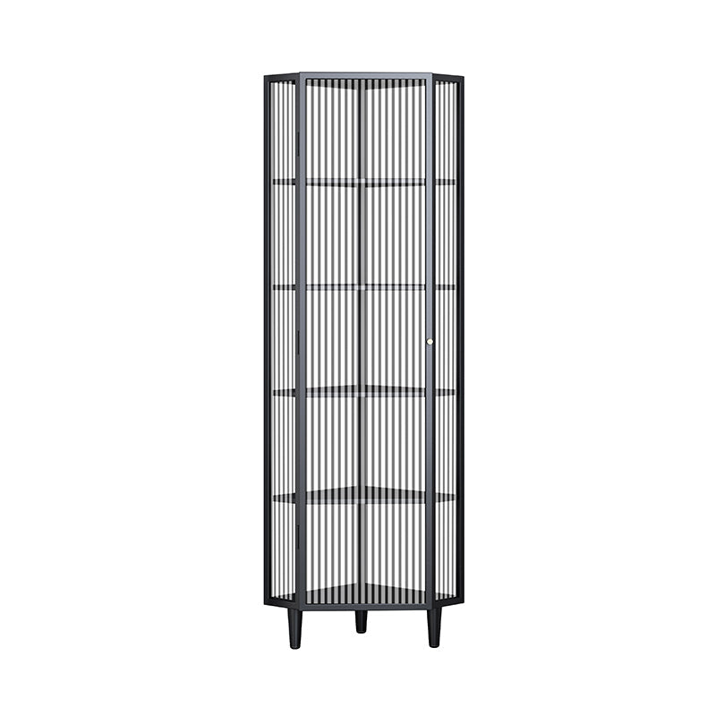 Modern China Cabinet Metal Corner Unit Storage Cabinet for Dining Room 16"L x 16"W x 65"H Black Clearhalo 'Display & China Cabinets' 'display_china_cabinets' 'furn' 'furn_display_china_cabinets' 'Furniture' 'Kitchen & Dining Furniture' 6764146