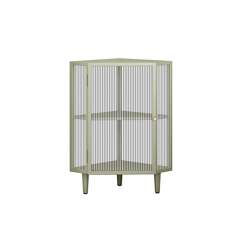 Modern China Cabinet Metal Corner Unit Storage Cabinet for Dining Room 15.7"L x 15.7"W x 29.5"H Off-White Clearhalo 'Display & China Cabinets' 'display_china_cabinets' 'furn' 'furn_display_china_cabinets' 'Furniture' 'Kitchen & Dining Furniture' 6764156