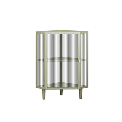 Modern China Cabinet Metal Corner Unit Storage Cabinet for Dining Room 15.7"L x 15.7"W x 29.5"H Off-White Clearhalo 'Display & China Cabinets' 'display_china_cabinets' 'furn' 'furn_display_china_cabinets' 'Furniture' 'Kitchen & Dining Furniture' 6764156