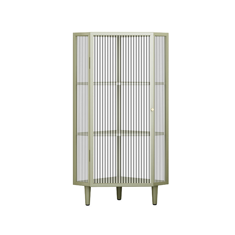 Modern China Cabinet Metal Corner Unit Storage Cabinet for Dining Room 16"L x 16"W x 41"H Off-White Clearhalo 'Display & China Cabinets' 'display_china_cabinets' 'furn' 'furn_display_china_cabinets' 'Furniture' 'Kitchen & Dining Furniture' 6764157