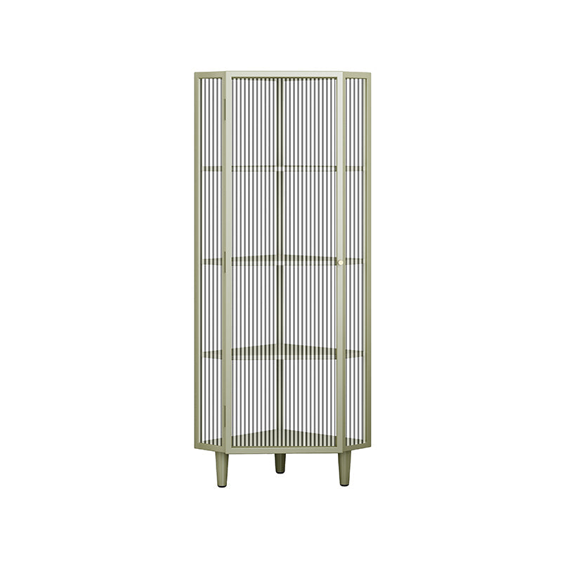 Modern China Cabinet Metal Corner Unit Storage Cabinet for Dining Room 16"L x 16"W x 53"H Off-White Clearhalo 'Display & China Cabinets' 'display_china_cabinets' 'furn' 'furn_display_china_cabinets' 'Furniture' 'Kitchen & Dining Furniture' 6764159