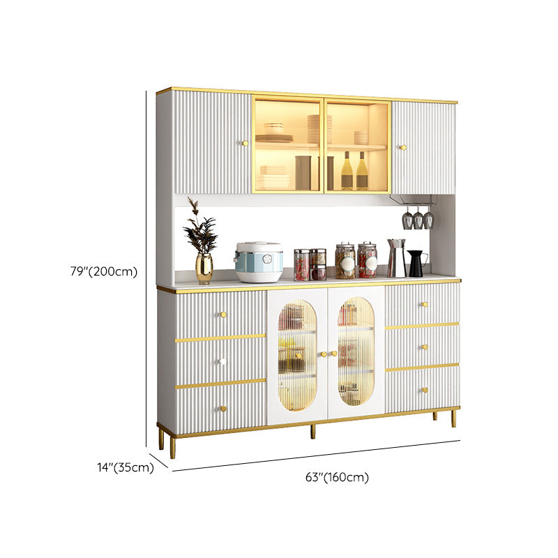 Modern Wood Dining Hutch Glass Doors Storage Cabinet with Doors for Living Room Clearhalo 'Display & China Cabinets' 'display_china_cabinets' 'furn' 'furn_display_china_cabinets' 'Furniture' 'Kitchen & Dining Furniture' 6764182