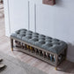 Traditional Entryway Bench Solid Wood Seating Bench with Upholstered 31"L x 14"W x 13"H Gray Blue Clearhalo 'Benches' 'Chairs & Seating' 'furn' 'furn_benches' 'Furniture' 'Living Room Furniture' 6764699