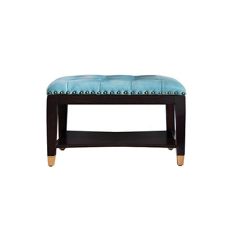 Traditional Entryway Bench Solid Wood Seating Bench with Upholstered 24"L x 14"W x 13"H Blue Clearhalo 'Benches' 'Chairs & Seating' 'furn' 'furn_benches' 'Furniture' 'Living Room Furniture' 6764701