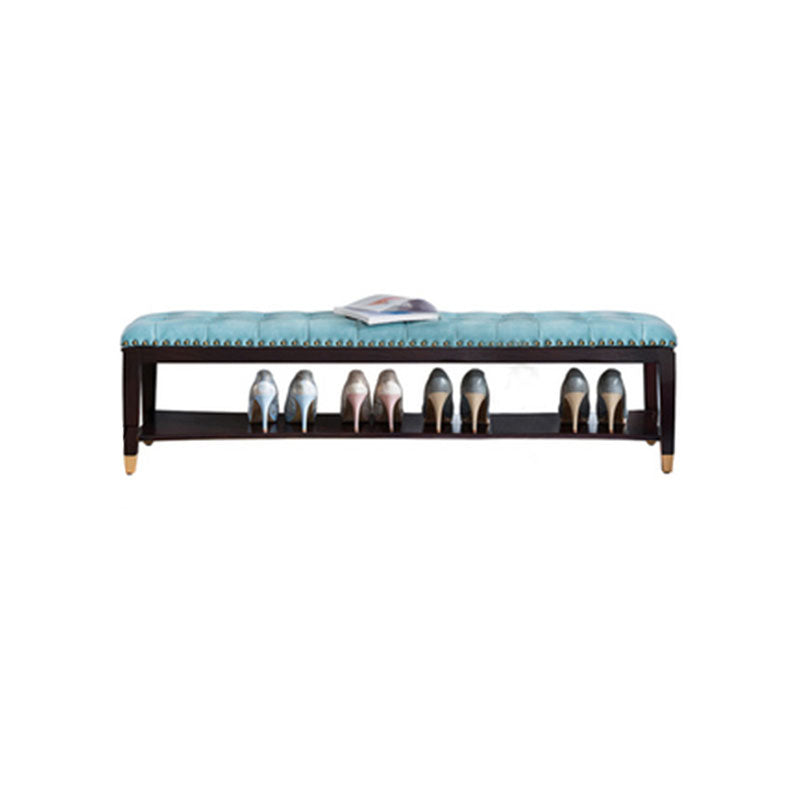 Traditional Entryway Bench Solid Wood Seating Bench with Upholstered 47"L x 14"W x 13"H Blue Clearhalo 'Benches' 'Chairs & Seating' 'furn' 'furn_benches' 'Furniture' 'Living Room Furniture' 6764706