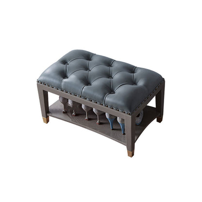 Traditional Entryway Bench Solid Wood Seating Bench with Upholstered 24"L x 14"W x 13"H Gray Blue Clearhalo 'Benches' 'Chairs & Seating' 'furn' 'furn_benches' 'Furniture' 'Living Room Furniture' 6764708