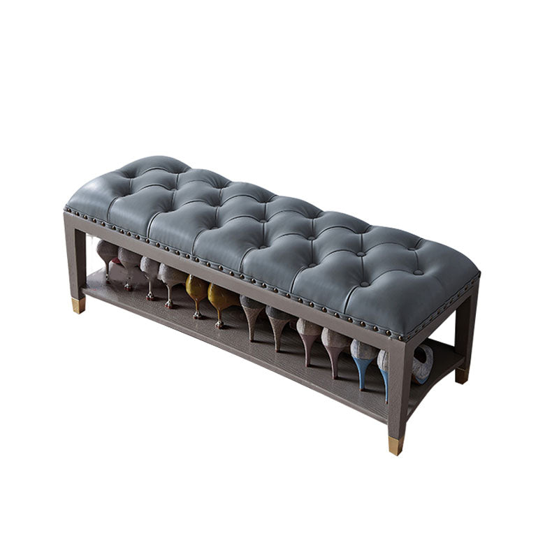 Traditional Entryway Bench Solid Wood Seating Bench with Upholstered 39"L x 14"W x 13"H Gray Blue Clearhalo 'Benches' 'Chairs & Seating' 'furn' 'furn_benches' 'Furniture' 'Living Room Furniture' 6764710