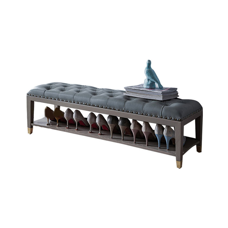 Traditional Entryway Bench Solid Wood Seating Bench with Upholstered 47"L x 14"W x 13"H Gray Blue Clearhalo 'Benches' 'Chairs & Seating' 'furn' 'furn_benches' 'Furniture' 'Living Room Furniture' 6764712