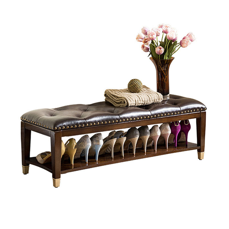 Traditional Entryway Bench Solid Wood Seating Bench with Upholstered Clearhalo 'Benches' 'Chairs & Seating' 'furn' 'furn_benches' 'Furniture' 'Living Room Furniture' 6764713