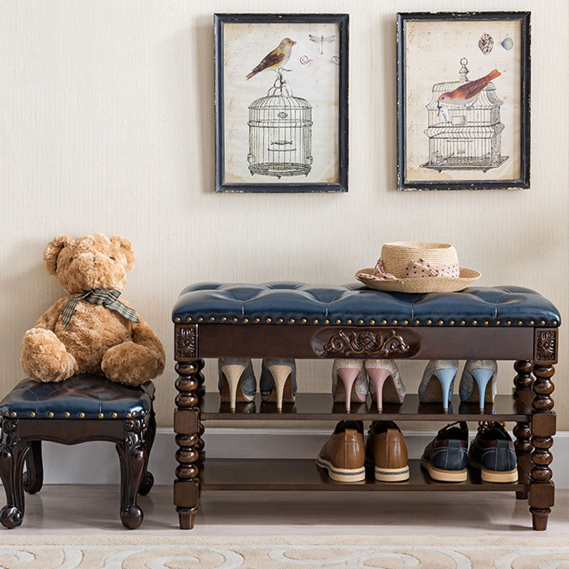 13.65-inch W Traditional Entryway Bench Solid Wood Bench with Upholstered Clearhalo 'Benches' 'Chairs & Seating' 'furn' 'furn_benches' 'Furniture' 'Living Room Furniture' 6764720